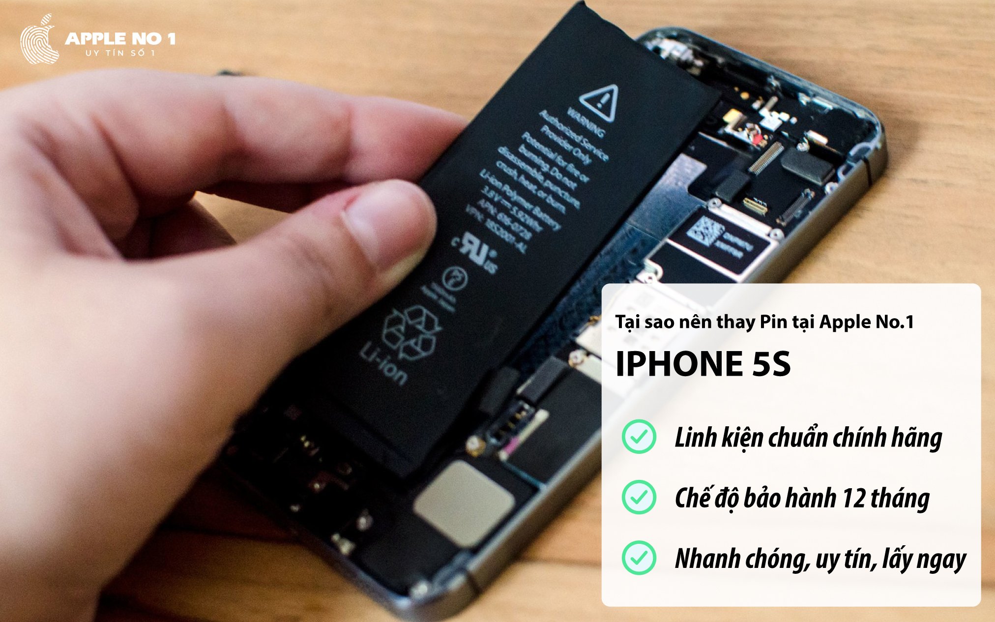 Dịch vụ thay pin iPhone 5s giá rẻ, lấy ngay tại Apple No.1
